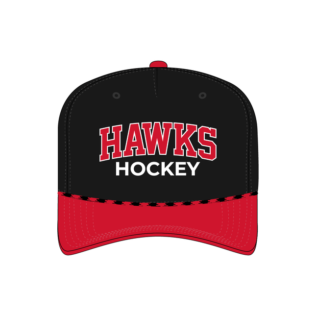 Hawks AT Custom Black/Red Rope Hat - Hawks Hockey