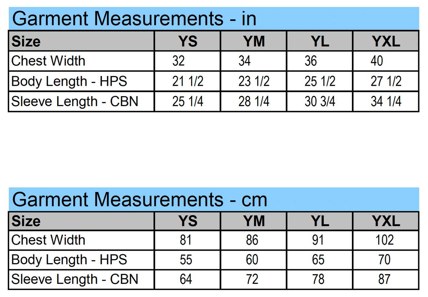 Size Chart
