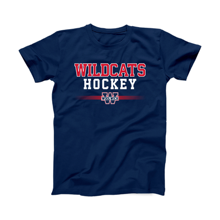 Wildcats Navy Hockey Polycotton Tee - Adult
