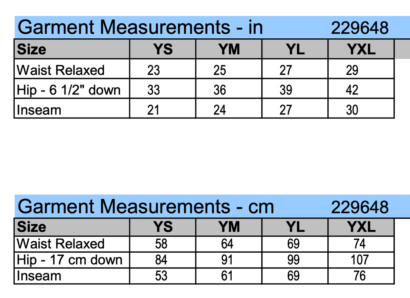 Size Chart