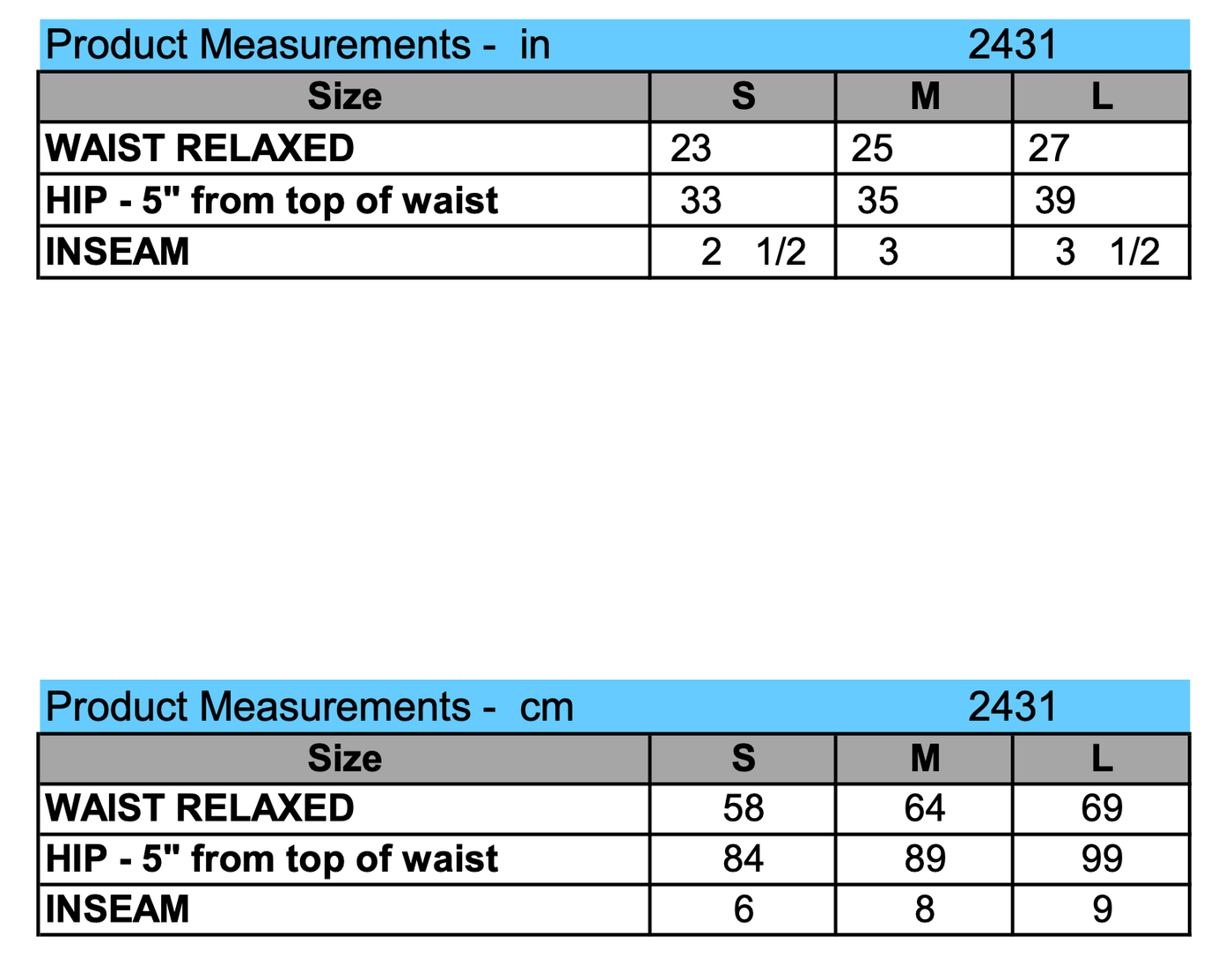 Size Chart