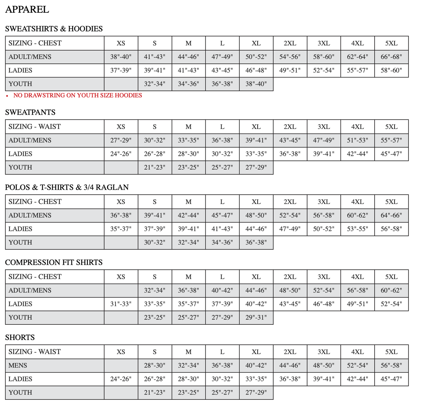 Size Chart