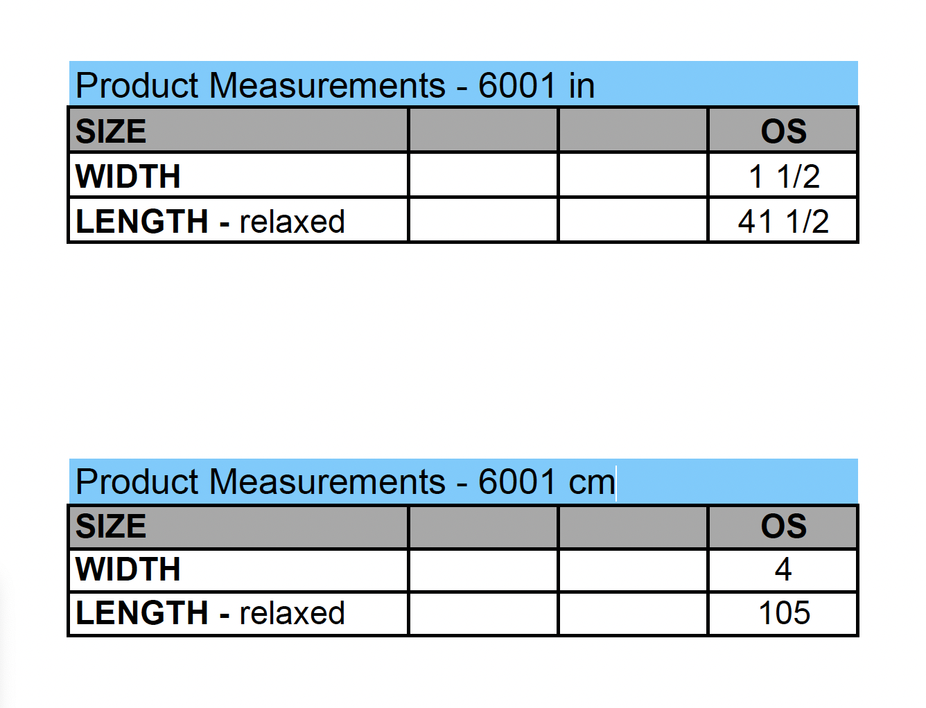 Size Chart