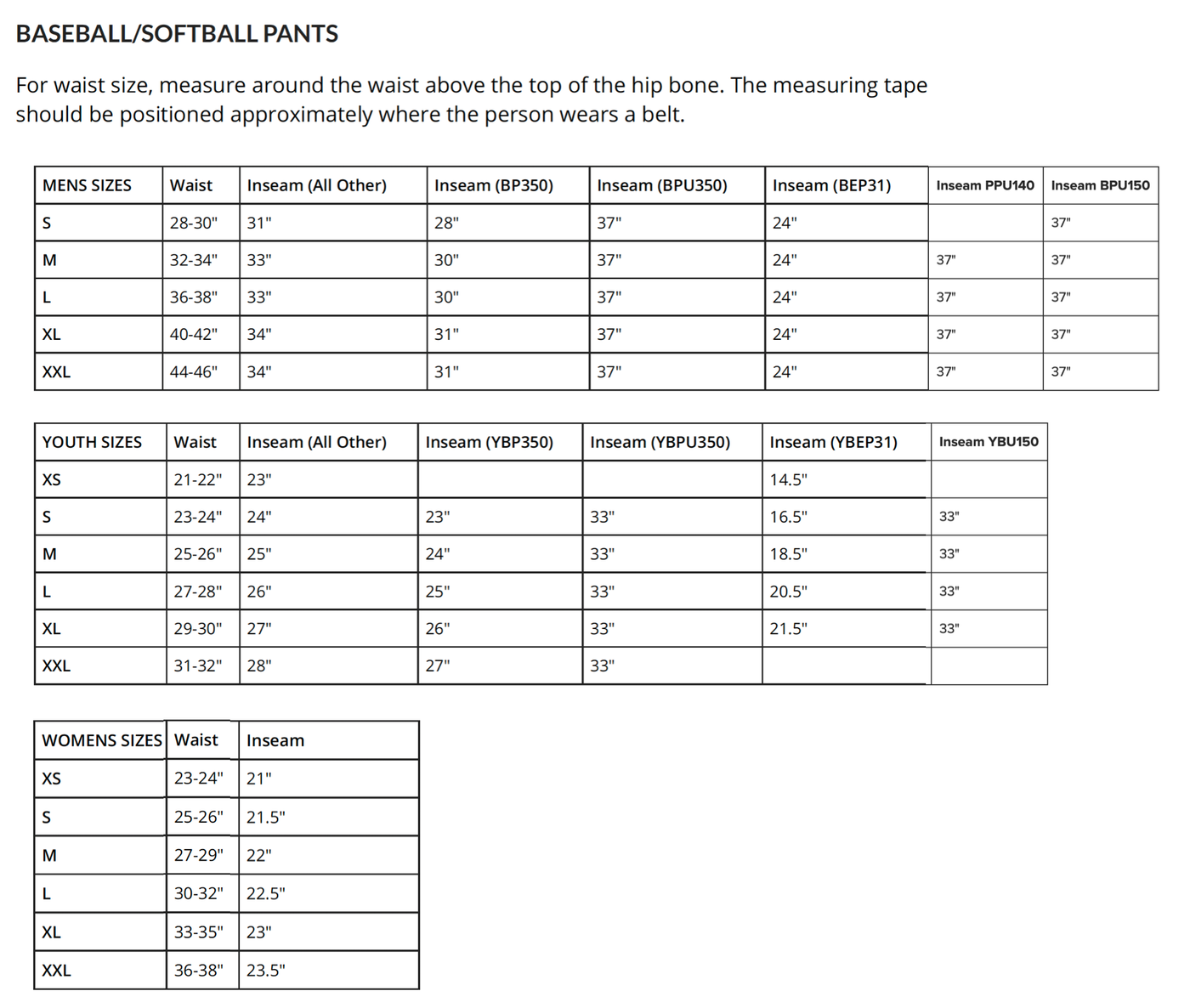 Size Chart