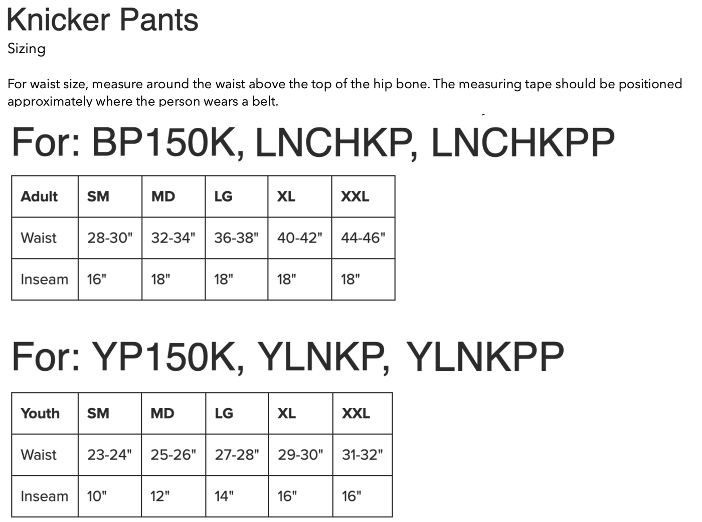 Size Chart